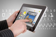 travel computing concept - using cloud services on tablet travel computing concept - using cloud services on tablet