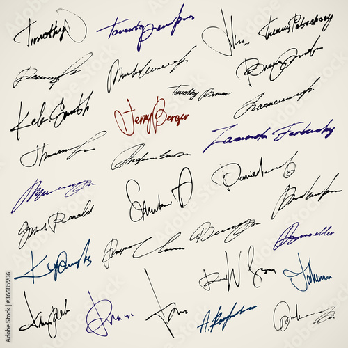 Vektor: Signature writing vector signs Signature writing vector signs