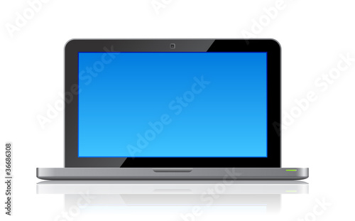Vector: Laptop front view vector: clean copyspace on screen Laptop front view vector: clean copyspace on screen