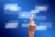 hand pushing on a touch screen interface
