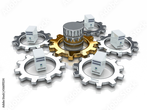 Illustration: rendered datawarehouse concept with gears rendered datawarehouse concept with gears