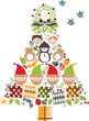 vector, christmas card with nice cartoons