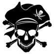 Pirate Skull Captain with Hat and Cross Bones