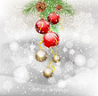 New Year background with green fir branches, Christmas balls, co New Year background with green fir branches, Christmas balls, co