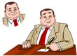 officiary sitting at his workplace