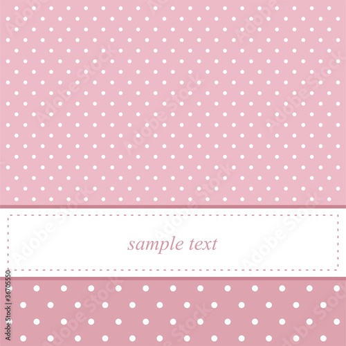 Vektor: Sweet pink polka dots card invitation for birthday, baby show Sweet pink polka dots card invitation for birthday, baby show