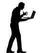 one business man silhouette computing computer laptop angry disp