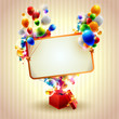 Holiday Gifts with place for text and balloons.
