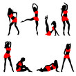 Dancing girls silhouettes on white