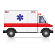 Vector ambulance in motion with a driver silhouette