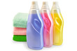 Fabric softener with a stack of towels