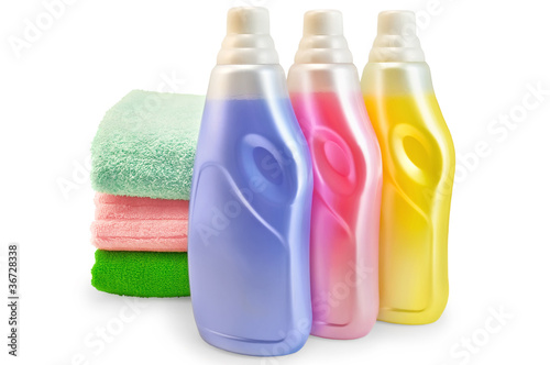 Photo: Fabric softener with a stack of towels Fabric softener with a stack of towels