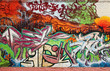 Abstract Interesting graffiti on vandalised wall