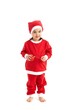 Little girl in santa costume with bulb