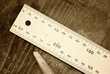 ancient pencil and ruler on the table ancient pencil and ruler on the table