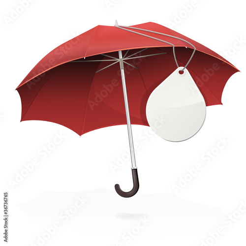 Vector: Parapluie rouge et son étiquette ronde vierge (reflet) Parapluie rouge et son étiquette ronde vierge (reflet)