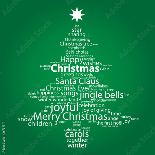 Vector: "CHRISTMAS" Tag Cloud (tree icon happy merry greetings card) "CHRISTMAS" Tag Cloud (tree icon happy merry greetings card)