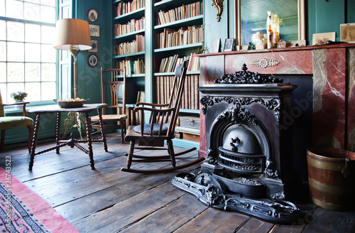 Photo: interior with antique firepalce interior with antique firepalce