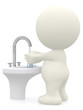 3D man washing his hands