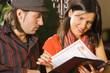 Studying of the menu of restaurant