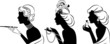 Vintage fashion girl with cannon-bit. Vector