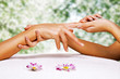 Hands massage in the spa salon