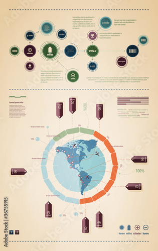 Vector: elements of infographics with a map of America in retro style elements of infographics with a map of America in retro style
