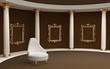 Baroque frames on wall gallery museum and armchair Baroque frames on wall gallery museum and armchair