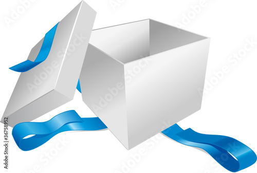 Vector: Cadeau ruban bleu ouvert Cadeau ruban bleu ouvert