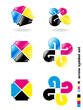 CMYK arrow symbol set.