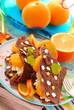 chocolate pancakes with cottage cheese and tangerines