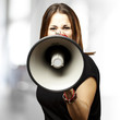 woman with megaphone