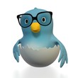 Bluebird with glasses in Eggshell