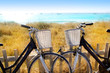bicycles couple parked in Formentera beach