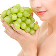 Woman with grape on the white background Woman with grape on the white background