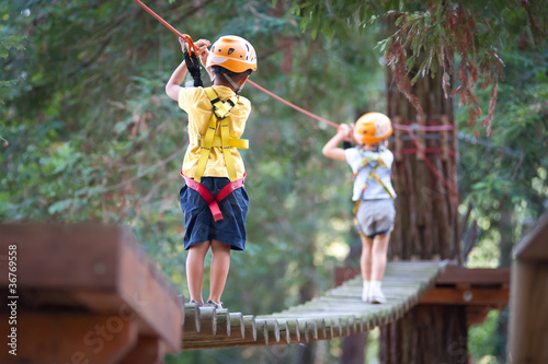 Photo: 6 year old Kids climbing trees in Dolomites, Italy. 6 year old Kids climbing trees in Dolomites, Italy.