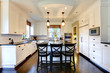 White large luxury modern kitchen with dark floor