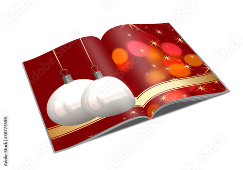 Illustration: Libro con ilustraciones 3d de bolas de Navidad Libro con ilustraciones 3d de bolas de Navidad