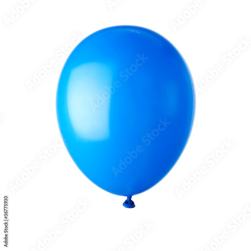 Photo: Single blue balloon isolated on white Single blue balloon isolated on white