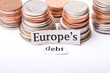 Europe's debt with stack of cash
