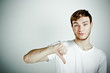 man with thumb down