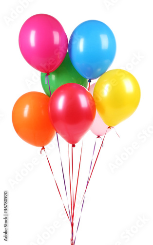 Photo: bright balloons isolated on white. bright balloons isolated on white.
