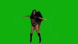 Two girls dancing on the green screen