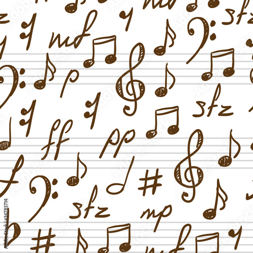 Vector: Seamless abstract background with music symbols. Seamless abstract background with music symbols.