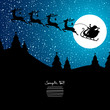 Xmas Card Christmas Sleigh Night Blue