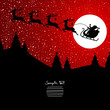 Xmas Card Christmas Sleigh Night Red