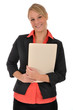 Junge Frau mit Bewerbungsmappe