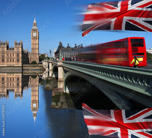 Photo: Big Ben with city bus in London, UK Big Ben with city bus in London, UK