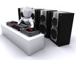 DJ mixing records on turntables