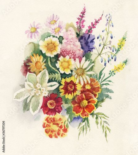Photo: Watercolor Flora Collection: Summers Bouquet Watercolor Flora Collection: Summers Bouquet